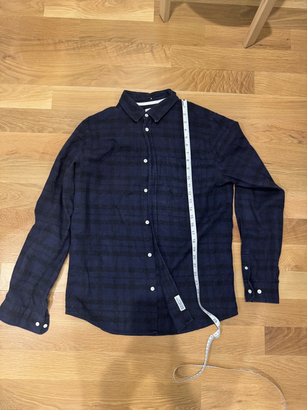 Norse Projects Navy and Black Plaid Button-Up Shirt (size large)